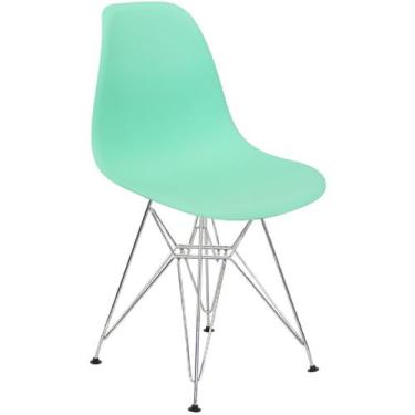 Imagem de Cadeira Charles Eames Eiffel Base Metal Cromado - Lianto Decor, Verde