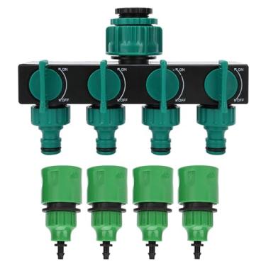 Imagem de Divisor de tubo de mangueira de jardim com conectores de torneira DN20 DN25 FNPT de 4 vias, conector de água de irrigação por gotejamento de plástico com conector rápido de 6 mm para uso agrícola e