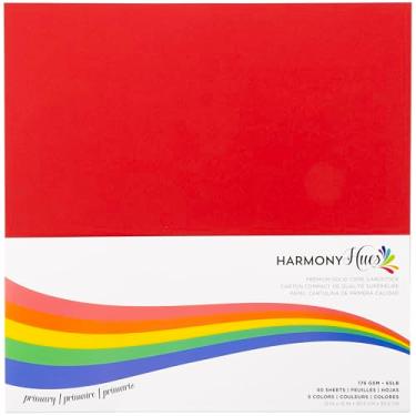 Imagem de Pacote de papel cartolina de 30 x 30 cm – cartolina lisa de 29,5 kg para artesanato, fabricação de cartões, projetos de arte – 50 folhas quadradas para scrapbook, 5 cores sortidas – dupla face com