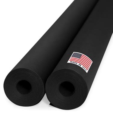 Imagem de Paclord Rolo de papel Kraft preto de 91 x 3048 cm (pacote econômico com 2), espessura de 20 kg, feito nos EUA, papel kraft colorido para escola, papel kraft de boletim – inodoro, não tóxico, seguro