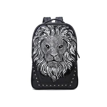 Imagem de Mochila de ombro portátil com cabeça de leão Berchirly para mulheres/meninas, homens/meninos, Laptop, Prata, Lion-Head