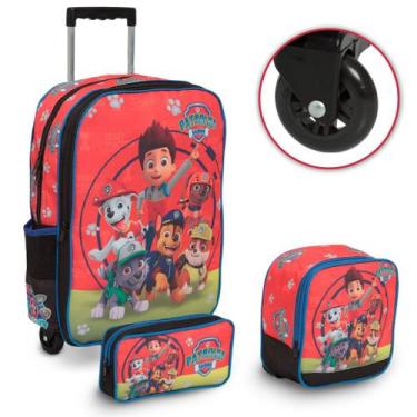 Imagem de Kit Mochila Infantil Masculina Paw Patrol Rodinha 3 Peças - Plike