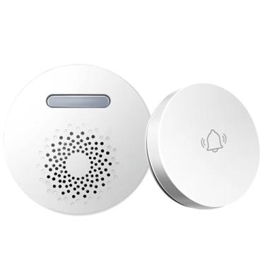 Imagem de Chatthen Campainha sem fio, receptor de plugue, 1 botão autoalimentado, 36 melodias, 8 níveis de volume, alcance de 100 m, campainha de sala de aula, branca, sem necessidade de pilhas