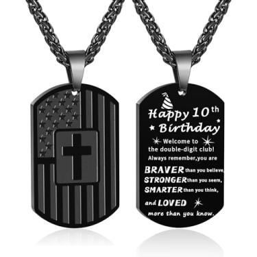 Imagem de DuoDiner Colar de presente de aniversário para homens, meninos, pai, filho, irmão, marido, avô, neto, 10, 13, 16, 18, 21, 30, 40, 50, 60 anos, aniversário, presentes de Natal, Medium, Aço inoxidável,