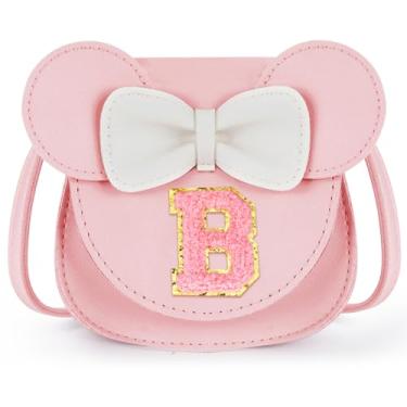 Imagem de URSKYTOUS Bolsa infantil presente para meninas pequenas orelhas de rato laço bolsa transversal rosa linda bolsa de ombro PU, B