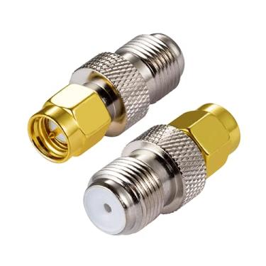 Imagem de POBADY SMA Conector Adaptador SMA Macho para F Tipo Fêmea Cabo Coaxial Conector Reto Adaptador para Rádio FM DAB WIFI Antena CATV TV Antena Redes Aéreas Modems (2 pcs)