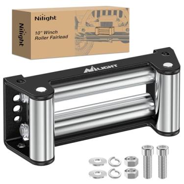 Imagem de Nilight Guincho Fairlead 10 polegadas (254 mm) Rolo de guincho resistente Fairlead Guia de cabo universal de 4 vias com ferragens de montagem para cabo de aço 3.628.7-5.443.1 kg UTV ATV Winch