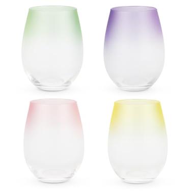 Imagem de Blush Fosco: taças de vinho ombré sem haste, 4 unidades (pacote com 1), sortidas