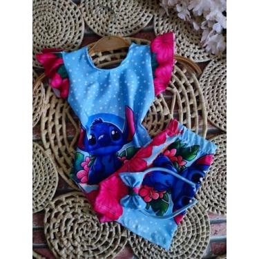 Imagem de Bodys Menina Infantil Temático Lilo & Stitch Azul +Short - AUREA, 03 A