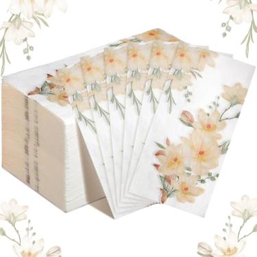 Imagem de Hotop 120 peças de guardanapo de papel floral descartável para convidado, casamento, festa, chá, banheiro, decorativo, flores, toalhas de mão, guardanapo para jantar, aniversário, chá de bebê
