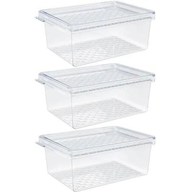 Imagem de Kit 3 Organizadores de Geladeira com Tampa 660ml Cozinha Multiuso Frut