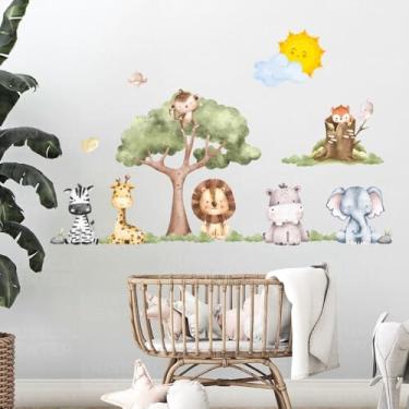 Imagem de Papel de Parede Infantil Safari Adesivo Decorativo Animais da Selva Decoração Quarto Bebê Kids