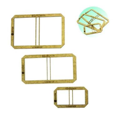 Imagem de Kit Gabarito Post It Moldura Cartonagem Encadernação 3un Mdf - Levolpe