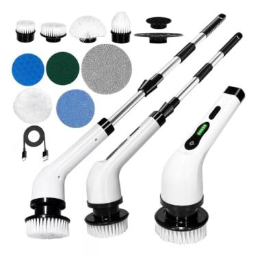 Imagem de Esfregão Elétrico Giratório 9 em 1, Escova Elétrica, Cabo Ajustável, Escova Multiuso para Limpeza de Banheiros, Pisos e Azulejos, 9 Cabeças de Escova Intercambiáveis - Premium