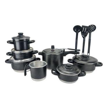 Imagem de Jogo De Panelas Preto Panela De Pressão 4.5 L + Talher - Multi Alumini
