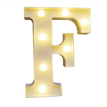 Imagem de LEDs de Alfabetos Leves, Brancos Quentes Constantes Luminárias de Luz Brilhante Assinam Luz para o Engajamento Decoração de Casamento da Festa (F)