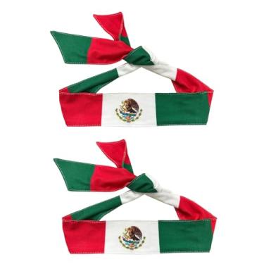 Imagem de hhdatc 2 faixas de cabelo com bandeira mexicana, bandana, bandeira nacional, faixa de suor para exercícios esportivos, futebol, tênis e fantasias