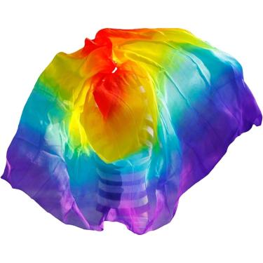 Imagem de Belly Dance Silk Senk Lengy dança de seda véu de seda crianças adultas lenço de seda 100% gradiente de seda lenço de seda da barriga de seda. Lenço de dança do ventre, SK024.270x114cm