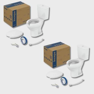 Imagem de Kit 2 Vaso Sanitário com Caixa Acoplada e Assento com Abertura Acesso Incepa Branco Brilhante