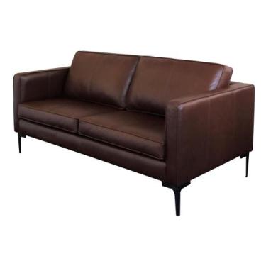 Imagem de Sofá Decorativo Sala de Estar Europa 2 Lugares 180cm Couro Caramelo - 