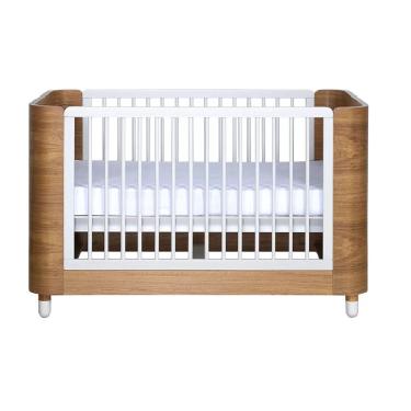 Imagem de Berço/mini cama pé de meia madeira jequitibá natural com grades brancas + colchão incluso