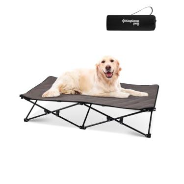 Imagem de KingCamp Cama grande para cães elevada para animais de estimação com tapete de resfriamento portátil elevado, malha respirável e lavável para acampamento ao ar livre em ambientes internos