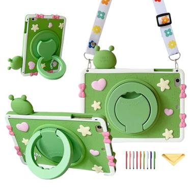 Imagem de Capa infantil para iPad (A16) 11ª geração de 11 polegadas 2025/iPad 10ª geração 10 polegadas 2022, alça giratória de 360° UUcovers com suporte para lápis/alça de ombro menina menino capa macia fofa,