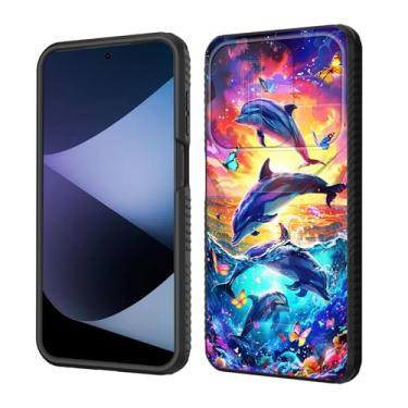 Imagem de wiaekosef Capa para Moto G Stylus 5G 2025 embutida para lente de câmera deslizante, capa de camada dupla de proteção à prova de choque para Motorola Moto G Stylus 5G 2025, golfinhos e borboletas