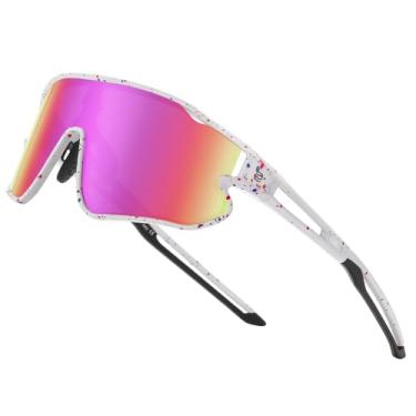 Imagem de DUCO Óculos de sol infantis juvenis de beisebol polarizado esportivo ciclismo TR90 armação para meninos e meninas, Armação branca, vermelho, azul, pontos, pretos, lentes coloridas Revo, common