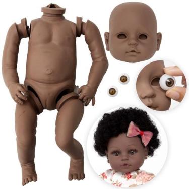 Imagem de Kit Bebê Reborn Molde Menina Negra 52cm + Torso + Olhos - Cegonha Rebo
