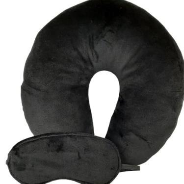 Imagem de Almofada De Pescoço Travesseiro Apoio Encosto Pescoceira para Viagens(preto)