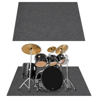 Imagem de CIEOVO Tapete de tambor com fundo antiderrapante 120 x 180 cm, tapete de tambor à prova de som, para acessórios de bateria elétrica, tapete de brincar ao ar livre, playhouse, tapete de atividades