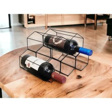 Imagem de Kit Com 2 Adega De Mesa Empilhável Porta Garrafas Vinho Aço 2 Unidades(OURO)