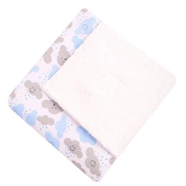 Imagem de Manta com Sherpa Dupla Face para Bebê Nuvem 01 Peça - Amora Baby, Azul