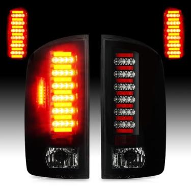 Imagem de Cenfeild Par de luzes traseiras de LED compatível com Dodge Ram 1500 2002-2006, Dodge Ram 2500 3500 2003-2006, conjunto de lâmpada de freio traseiro de tubo de LED para captador com lente fumê cromada