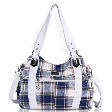 Imagem de Bolsa Angel Barcelo Roomy Fashion Hobo de couro lavado azul