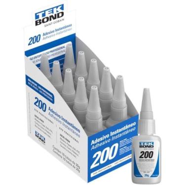 Imagem de Cola Adesivo Instantâneo 200 20G - Caixa com 10 Unidades - Tekbond