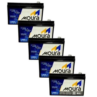 Imagem de Kit 5 Bateria Moura 7ah 12v Scooter Bike Elétrica Patinete