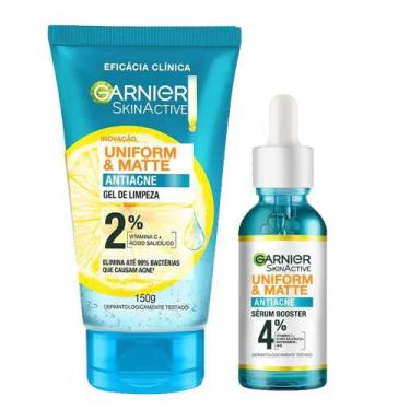 Imagem de Garnier Skin Uniform & Matte Kit - Sérum Facial + Gel de Limpeza Facia