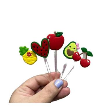 Imagem de Kit Garfinhos/Palitinhos Emborrachado- Frutinhas-5pçs - Genérica