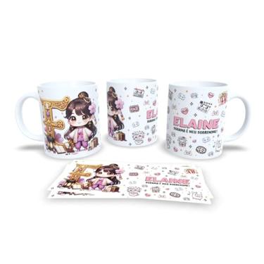 Imagem de Caneca branca Dorama, uso exclusivo dorameira, alfabeto dorama, personalizada com nome (E)