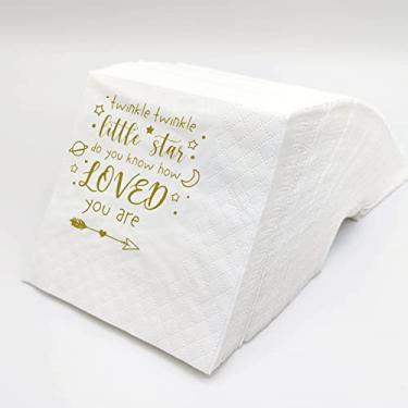 Imagem de SharkBliss Guardanapos De Papel Para Chá Bebê, Pacote Com 100 Unidades, Twinkle Little Star, Decoração Festa Boas-Vindas, 2 Camadas, 5X5" (Twinkle Star)