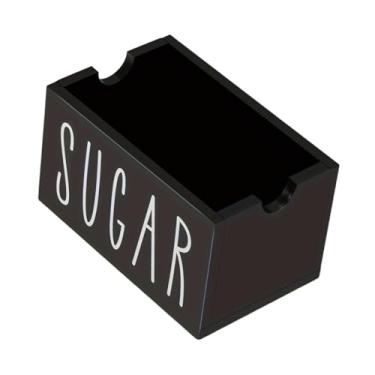 Imagem de Ｂｅｓｇａ Suporte para sachês de açúcar para organizador de cafeteria, organizador rústico de sachês de açúcar de madeira, 20 sachês, para mesa, restaurante e, Preto