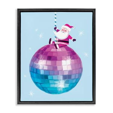Imagem de Stupell Industries Arte de parede em tela flutuante com moldura preta Papai Noel bola de discoteca por House Fenway, 43 x 53 cm