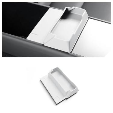 Imagem de STAMOO Para Tesla Model Y Launch/Juniper 2025 console central apoio de braço caixa de armazenamento bandeja de óculos organizador acessórios interiores de carro (branco)