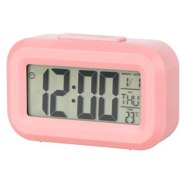 Imagem de Despertador digital operado por bateria com temperatura interna, relógio pequeno de mesa, relógio digital grande para idosos, relógio digital grande com alarmes personalizados, relógio com dia e data