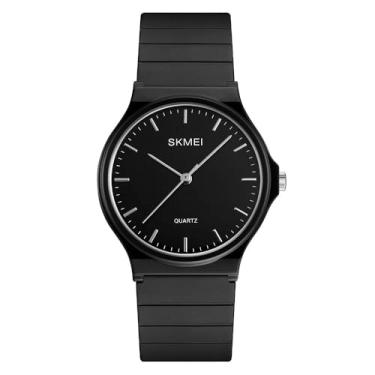 Imagem de Relógios de pulso para meninas, relógios de quartzo femininos, relógios da moda, silicone, à prova d'água, simples, esportivos, femininos (black black)