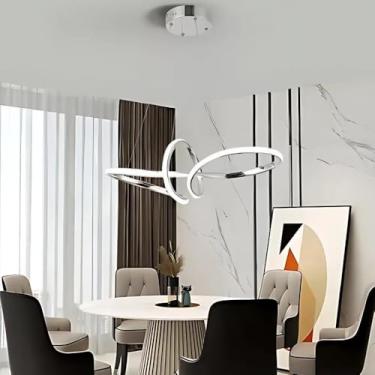 Imagem de Lustre Luminaria Pendente Led De Teto para Sala Quarto Moderno Loop 45w 3 Cores Em 1 Bivolt