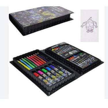 Imagem de Estojo maleta escolar super robo c/lápis de cor + giz de cera e acesso