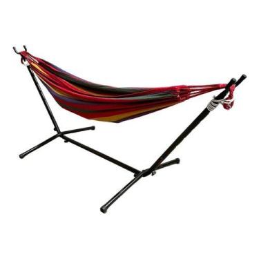 Imagem de Rede Descanso Suporte Desmontável Camping Área Lazer Vermelho - Import